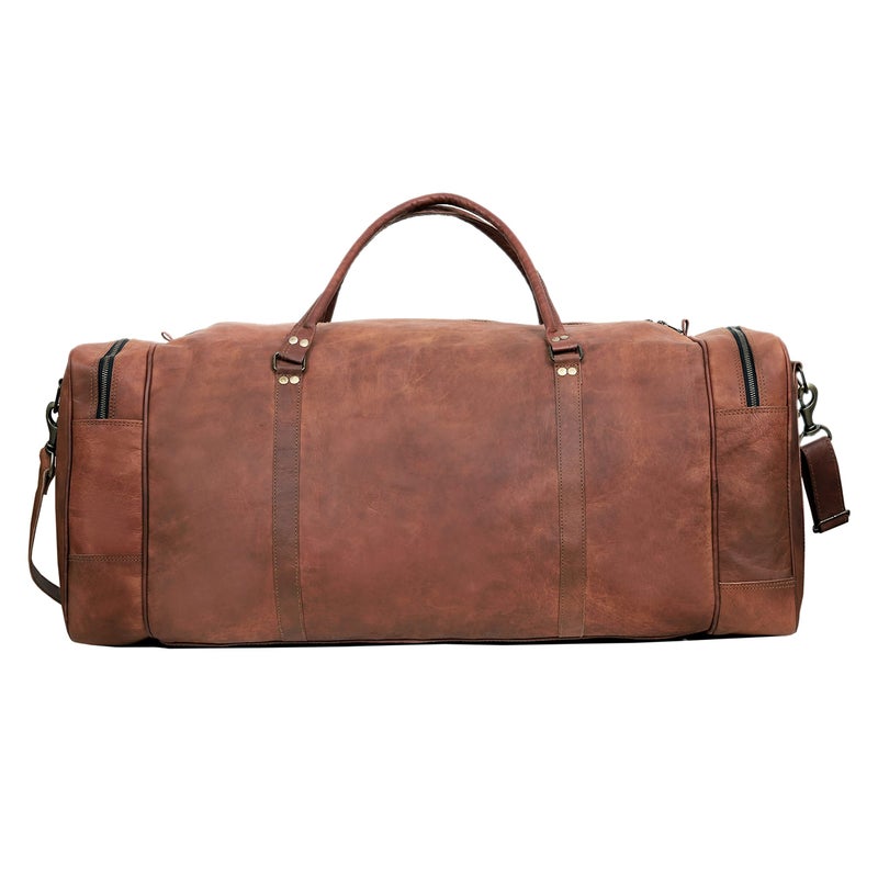 cuero Leather Duffle Bag for Men Luggage Handmade Travel Bag Carry On Luggage Weekender Bags Overnight Gym Sports Cabin Holdall Bag For Airplanes Men And Women (30 Inch Brown) - Image 3